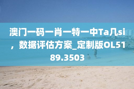 澳門一碼一肖一特一中Ta幾si，數據評估方案_定制版OL5189.3503