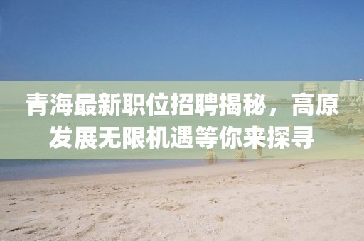 青海最新職位招聘揭秘，高原發展無限機遇等你來探尋