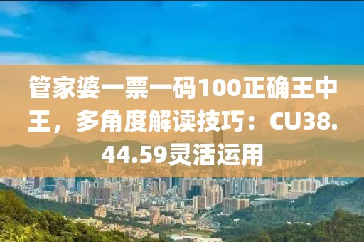 管家婆一票一碼100正確王中王，多角度解讀技巧：CU38.44.59靈活運用