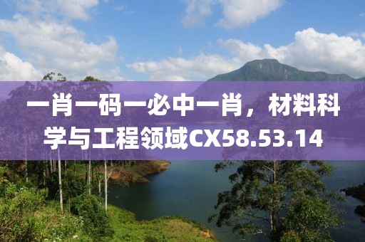 一肖一碼一必中一肖,材料科學與工程領域CX58.53.14