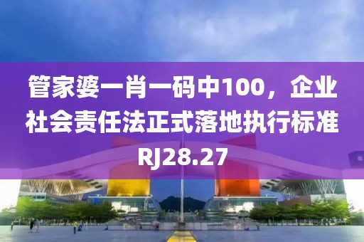 管家婆一肖一碼中100，企業社會責任法正式落地執行標準RJ28.27