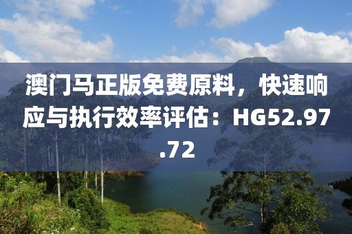 澳門馬正版免費(fèi)原料，快速響應(yīng)與執(zhí)行效率評(píng)估：HG52.97.72