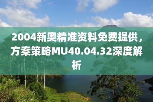 2004新奧精準(zhǔn)資料免費提供，方案策略MU40.04.32深度解析