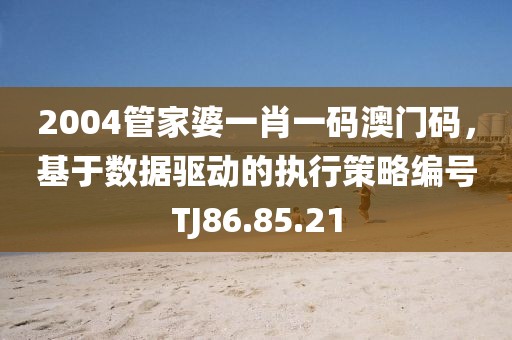 2004管家婆一肖一碼澳門碼,基于數據驅動的執行策略編號TJ86.85.21