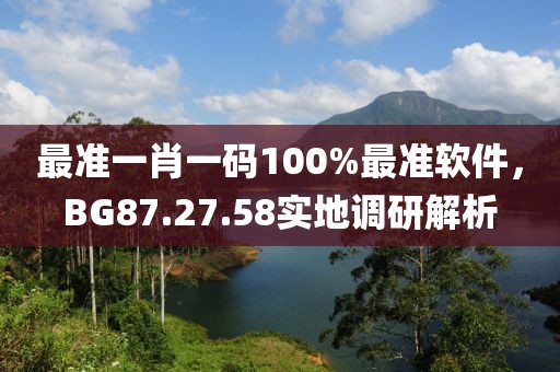 最準一肖一碼100%最準軟件，BG87.27.58實地調研解析